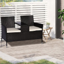 Companion Seat Table Chair Conservatory Rattan Loveseat Garden Bench