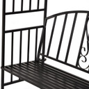  Steel Frame Outdoor Garden Arch w/ 2-Seater Bench Black