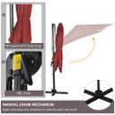 Outsunny Square Cantilever Roma Parasol 360� Rotation w/ Hand Crank, Wine Red