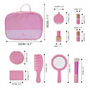 Wooden Vanity Set Makeup Kit with 10 Accessories Pink
