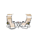 Neo Beige Folding Portable Zero Gravity Chairs and Table Set