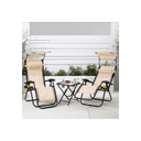 Neo Beige Folding Portable Zero Gravity Chairs and Table Set
