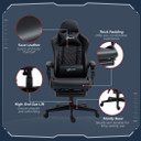 Racing Gaming Chair PU Leather Gamer Recliner Home Office, Black