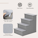 4 Step Wooden Dog Steps Pet Stairs Cat Ladder for Bed Couch, Grey Pawhut