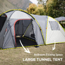 4-5 Man Outdoor Tunnel Tent, Two Room Camping Tent w/ Portable Mat