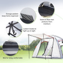 4-5 Man Outdoor Tunnel Tent, Two Room Camping Tent w/ Portable Mat