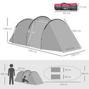 3 Man Camping Tent w/ 2 Rooms Porch Vents Rainfly Weather-Resistant Outsunny