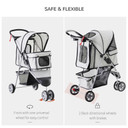 Pet Stroller Pushchair Carrier for Cat Puppy with 3 Wheels Grey Pawhut