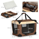 60cm Foldable Pet Carrier w/ Cushion for Mini Dogs and Cats - Brown Pawhut