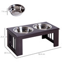 Raised Dog Bowls Pet Feeder Elevated Double Stainless Steel Water Brown Pawhut