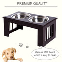 Raised Dog Bowls Pet Feeder Elevated Double Stainless Steel Water Brown Pawhut