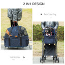 Luxury Folding Pet Stroller Removable Carrier Adjustable Canopy Bag Brake