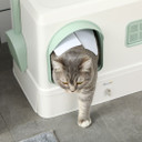 Cat Litter Box, Hooded Cat Litter Tray w/ Drawer Pan, Scoop, Deodorants