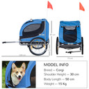 Dog Bike Trailer Pet Cat Carrier for Small Medium Puppy Travel Black and Blue