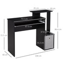 Computer Desk with Sliding Keyboard Tray Storage Drawer Shelf  Black