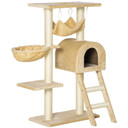 Cat Tree for Indoor Cats Scratching Post w/ Hammock House Bed Basket Pawhut