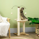 Cat Tree for Indoor Cats w/ Scratching Posts Hammock, Toy Ball - Beige Pawhut