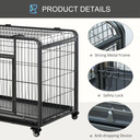 78x109cm Metal Dog Cage Kennel w/ Locking Door & Wheels Large Pets Pawhut
