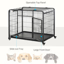 78x109cm Metal Dog Cage Kennel w/ Locking Door & Wheels Large Pets Pawhut