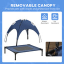 PawHut 76cm Elevated Dog Bed Cooling Raised Pet Cot UV Protection Canopy Blue