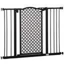 74-105 cm Pet Safety Gate Pressure Fit Stair with Double Locking, Black Pawhut