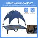 PawHut 92cm Elevated Dog Bed Cooling Raised Pet Cot UV Protection Canopy Blue