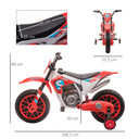 Kids Motorbike Electric Ride-On Toy w/ Training Wheels, for 3-5 Years - Red