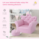 Children Kids Sofa Set Armchair Chair Seat With Free Footstool PU Leather Pink