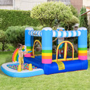 Kids Bouncy Castle with Pool Outdoor Trampoline W/ Net Blower 3-8 Yrs