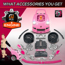 Kids Truck Engine Toy Set w/ Horn Light Car Key Age 3-5 Years, Pink