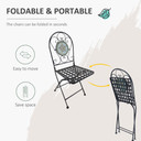 3pc Bistro Set Dining Folding Chairs Patio Furniture Outdoor