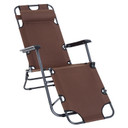 2 in 1 Outdoor Folding Sun Lounger Adjustable Back and Pillow Brown