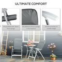 2 Pcs Patio Folding Dining Chair Adjustable Back & Armrest Portable Deck Grey