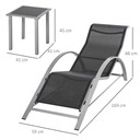 3 Pieces Lounge Chair Set Garden Sunbathing Chair w/ Table Black Outsunny