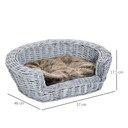 Elevated Dog Cat Couch Pet Basket Sofa Bed Wicker Willow Rattan Cushion Pawhut