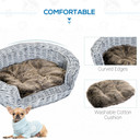 Elevated Dog Cat Couch Pet Basket Sofa Bed Wicker Willow Rattan Cushion Pawhut