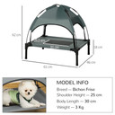 61 cm Elevated Dog Bed Cooling Raised Pet Cot UV Protection Canopy Grey Pawhut