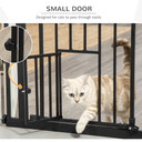 Extra Tall Dog Gate with Cat Door Auto Close for Stairs 74-80 cm Wide Pawhut
