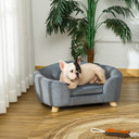 Pet Sofa Dog Couch, Short Plush, for Small Dog, 70 x 47 x 30 cm, Grey Pawhut