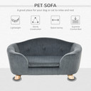 Pet Sofa Dog Couch, Short Plush, for Small Dog, 70 x 47 x 30 cm, Grey Pawhut