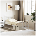 vidaXL Metal Bed Frame with Headboard and Footboard White 90x190 cm