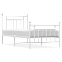 vidaXL Metal Bed Frame with Headboard and Footboard White 90x190 cm