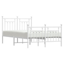 vidaXL Metal Bed Frame with Headboard and Footboard White 135x190 cm