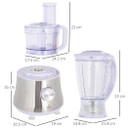 Food Processor w/1L Bowl 1.5L Blender Blades Slicing Grating Discs 500W