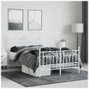 vidaXL Metal Bed Frame with Headboard and Footboard White 120x190 cm