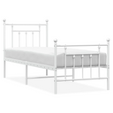 vidaXL Metal Bed Frame with Headboard and Footboard White 75x190 cm