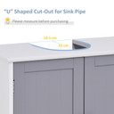 kleankin 60x60cm Under-Sink Storage Cabinet w/ Adjustable Shelf Grey White