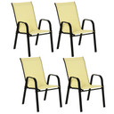 Set of 4 Garden Dining Chair Set Outdoor w/ High Back Armrest Beige Outsunny