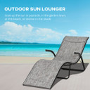 Folding Lounge Chair, Outdoor Chaise Lounge for Beach, Poolside, Grey