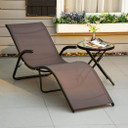 Folding Lounge Chair, Outdoor Chaise Lounge for Beach, Poolside, Brown